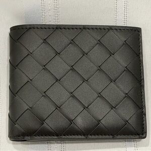Bottega Veneta Black Intrecciato Bifold Black Leather Wallet
